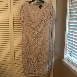 Nude Adrianna Papell lace overlay dress